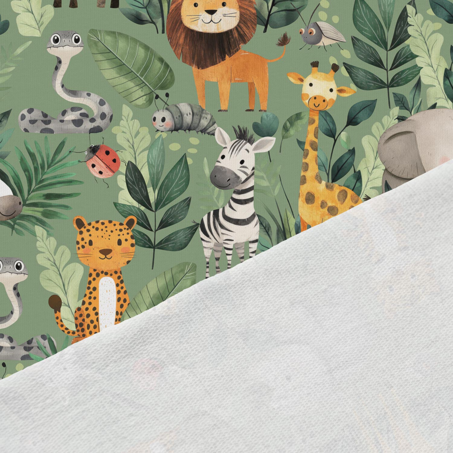 Image of cotton loopback knit - Fun Jungle Friends 250 g/m² – available at Charlotte's Fabrics