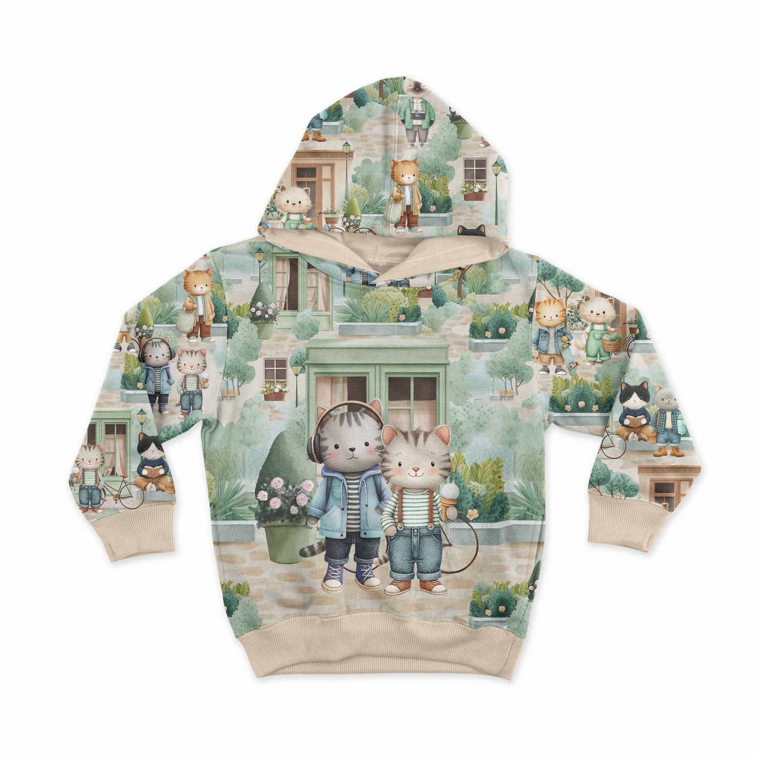 Image of cotton loopback knit - cat life in the city 250 g/m² – available at Charlote's Fabrics
