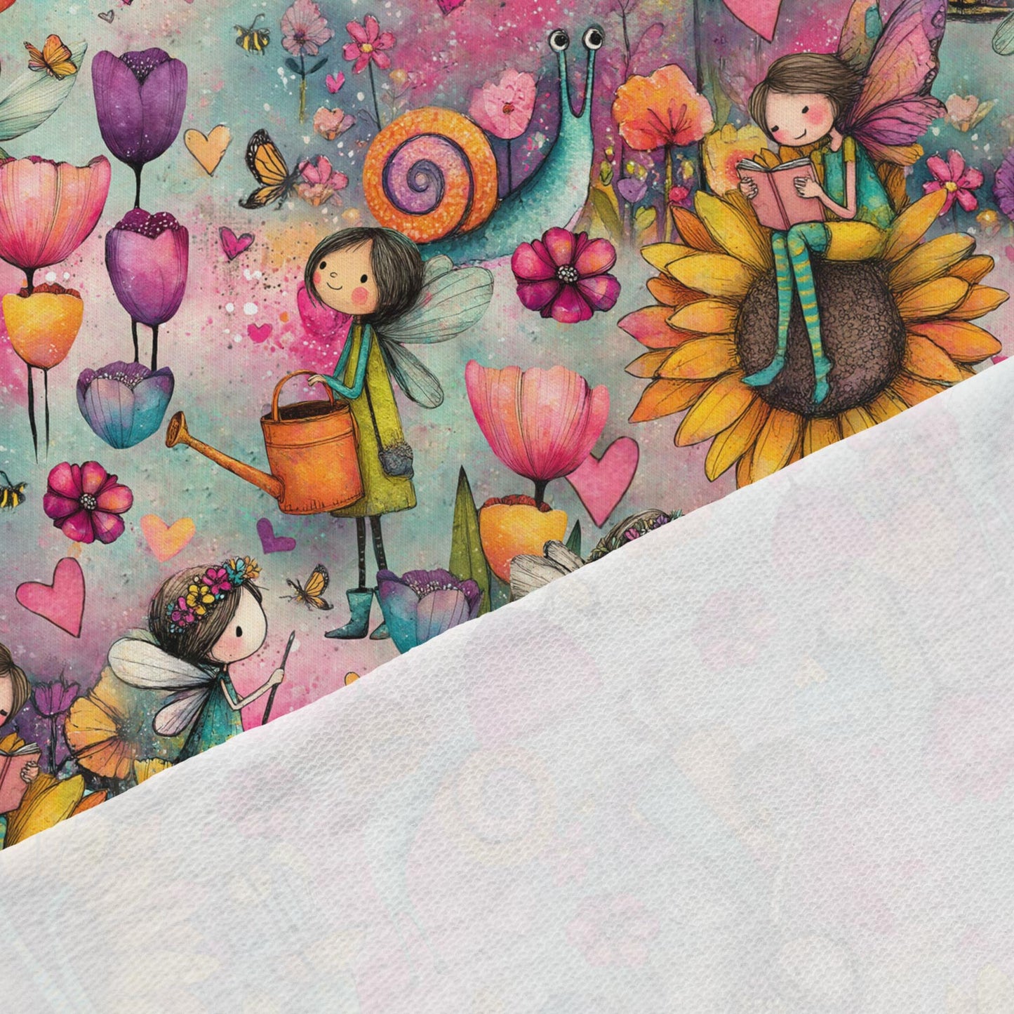 image of cotton loopback knit - colorful fairies 250 g/m² – available at Šarlotes audumi