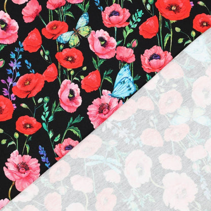 Cotton loop-knit - poppies 230 g/m²