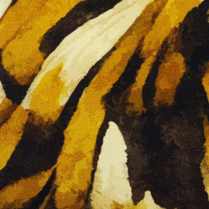 Image with cotton loopback jersey - honey yellow abstract pattern 260 g/m² – available at Charlotte's Fabrics