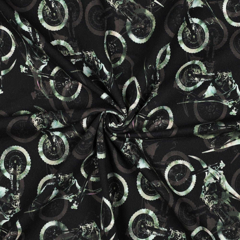 cotton loopback jersey - motorcycles 230 g/m²