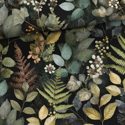 Image of cotton loop knit - Night Ferns 250 g/m² – available at Šarlotes audumi