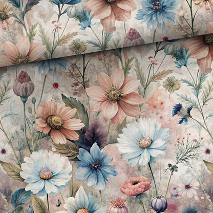 Image of cotton loopback knit fabric - dreamy spring flower meadow 250 g/m² – available at Charlotte's Fabrics