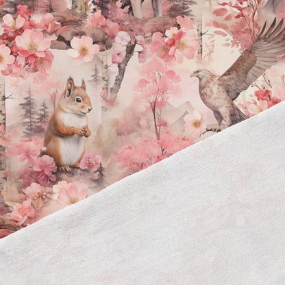 Image with cotton loopback knit - rosy forest fairy tale 250 g/m² – available at Charlotte's Fabrics