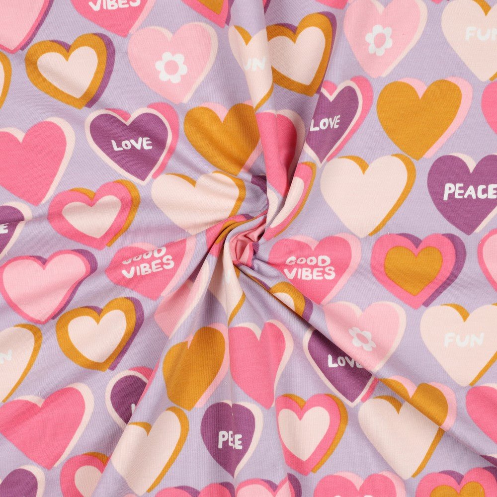 Cotton loopback knit - hearts 225 g/m²