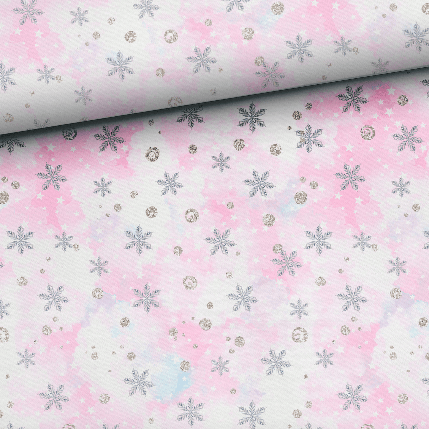 Cotton loopback knit - snowflakes 250 g/m²