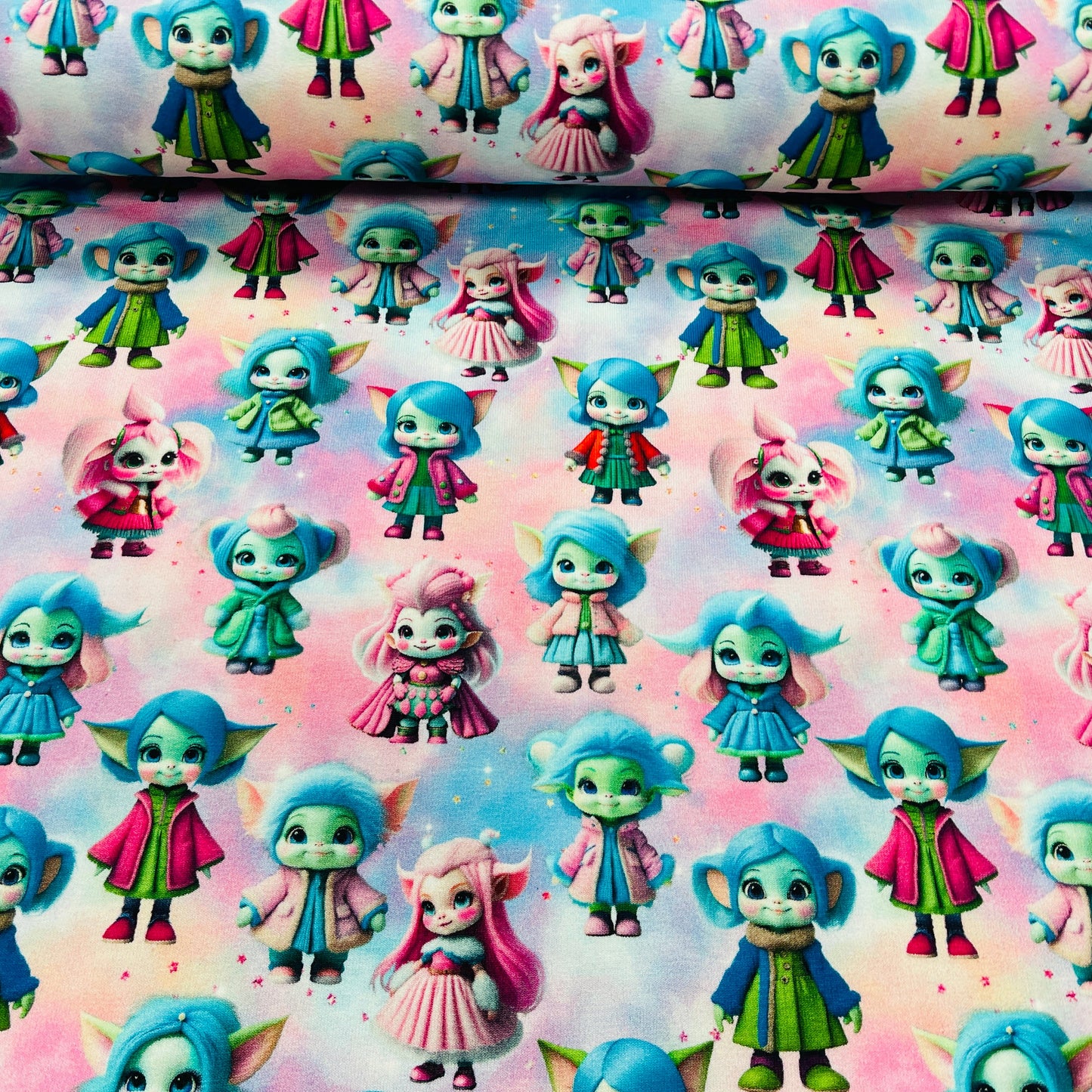 Cotton loopback jersey - troll girls 250 g/m²