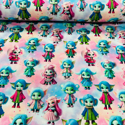 Cotton loopback jersey - troll girls 250 g/m²