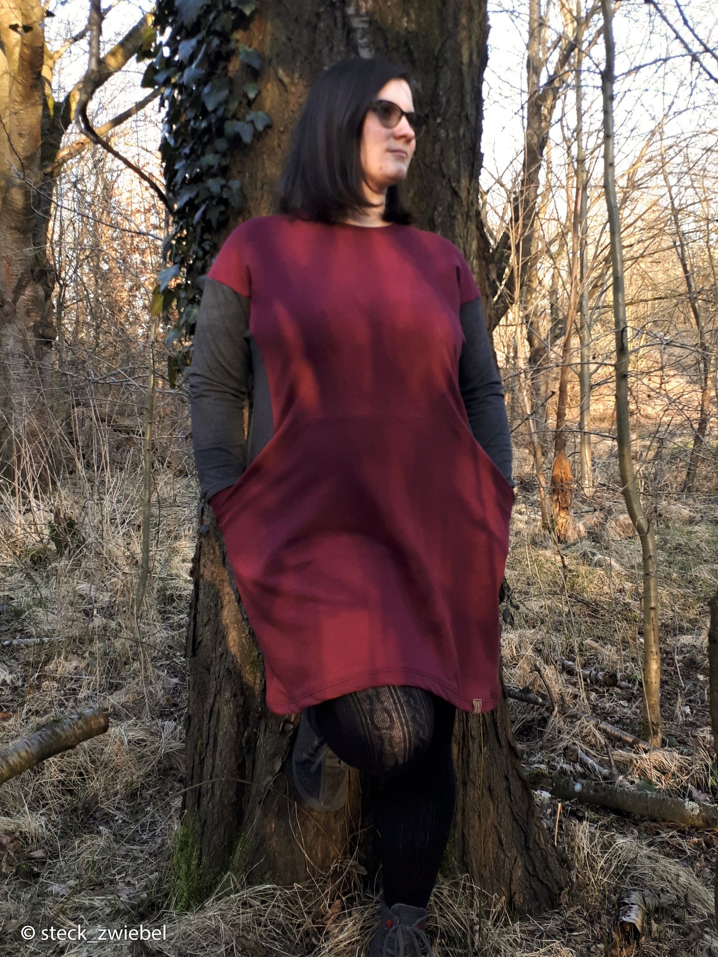 Cotton loopback knit - dark red 235 g/m² (GOTS certified)