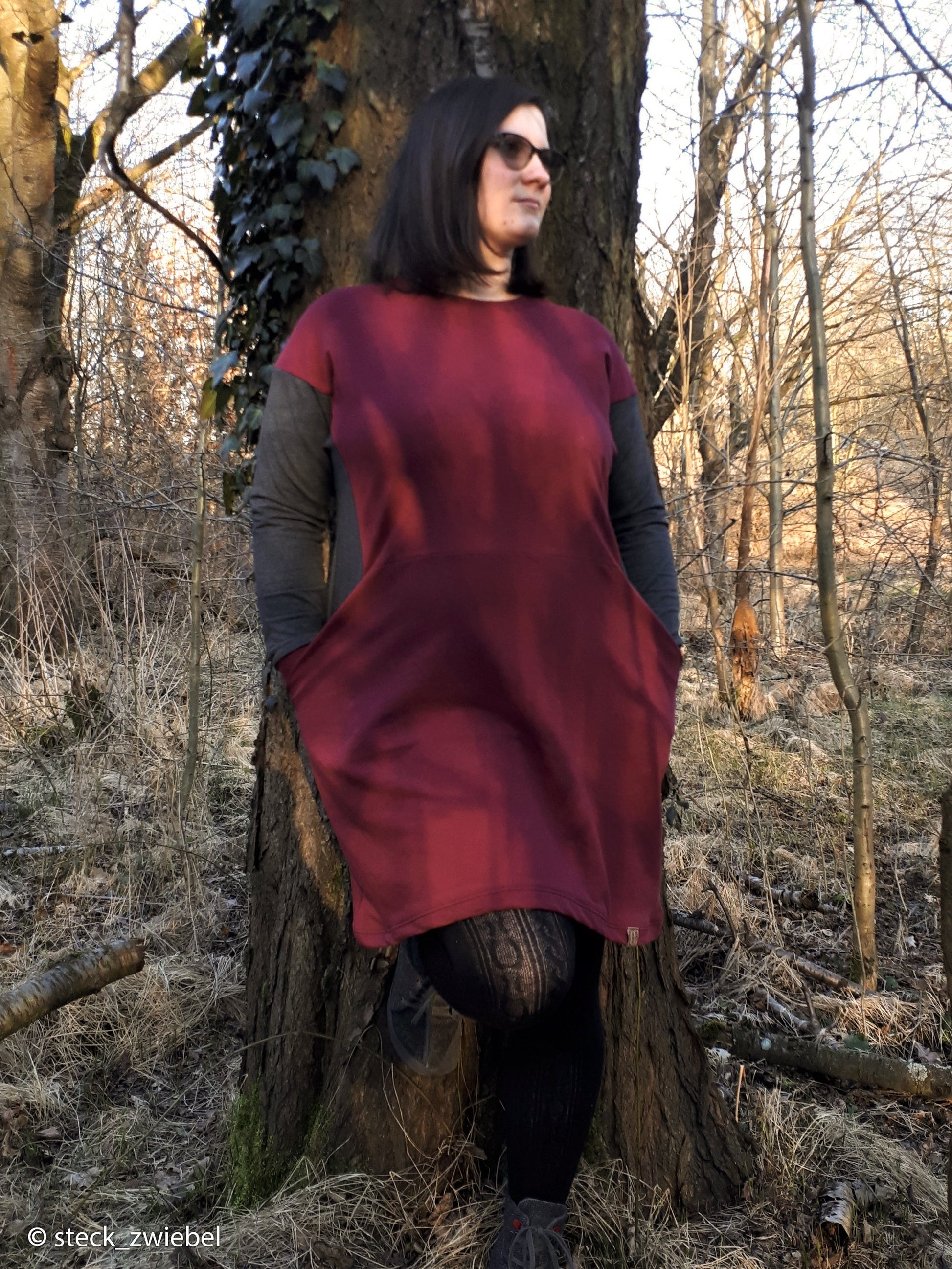 Cotton loopback knit - dark red 235 g/m² (GOTS certified)