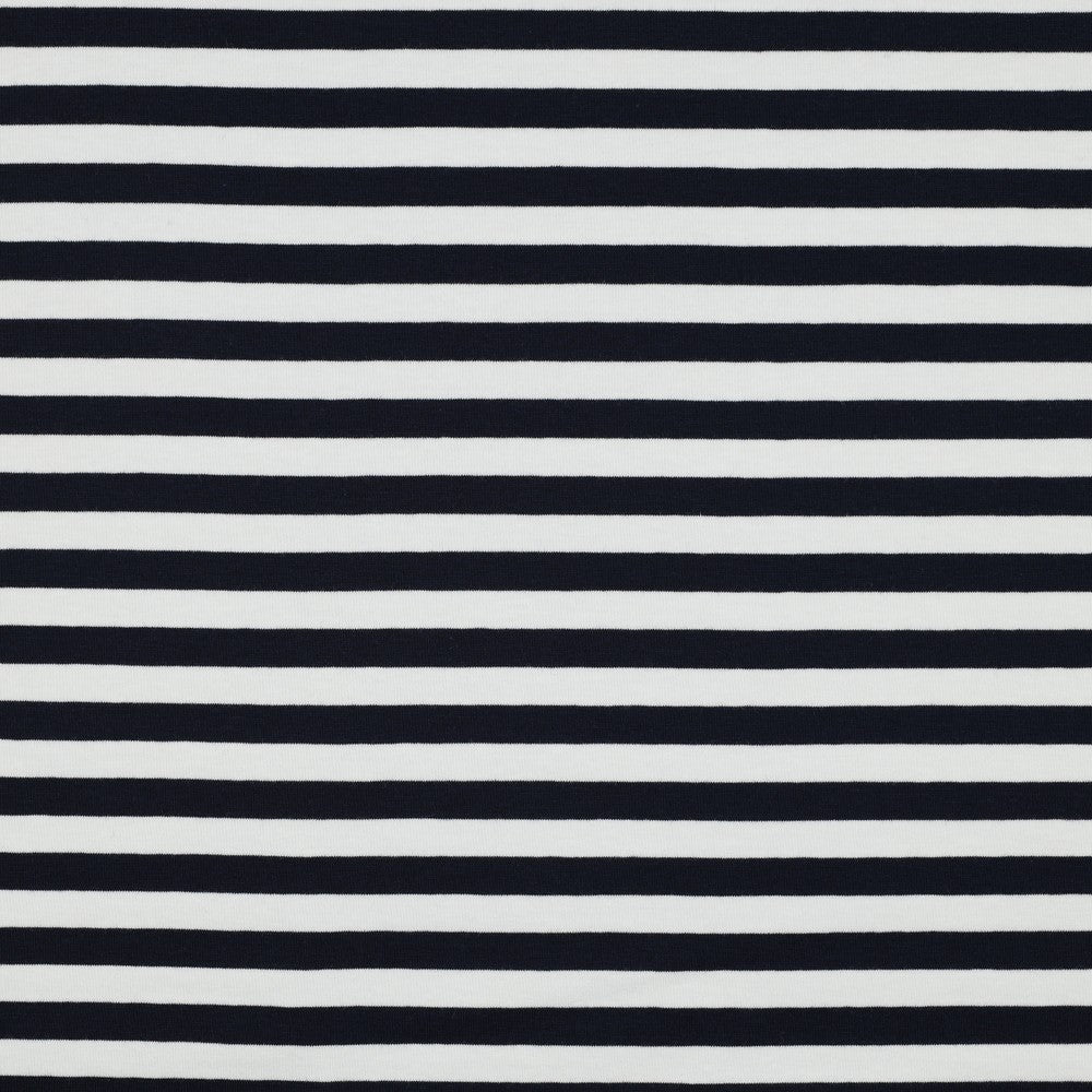 Cotton loopback knit - dark blue stripes 190 g/m²