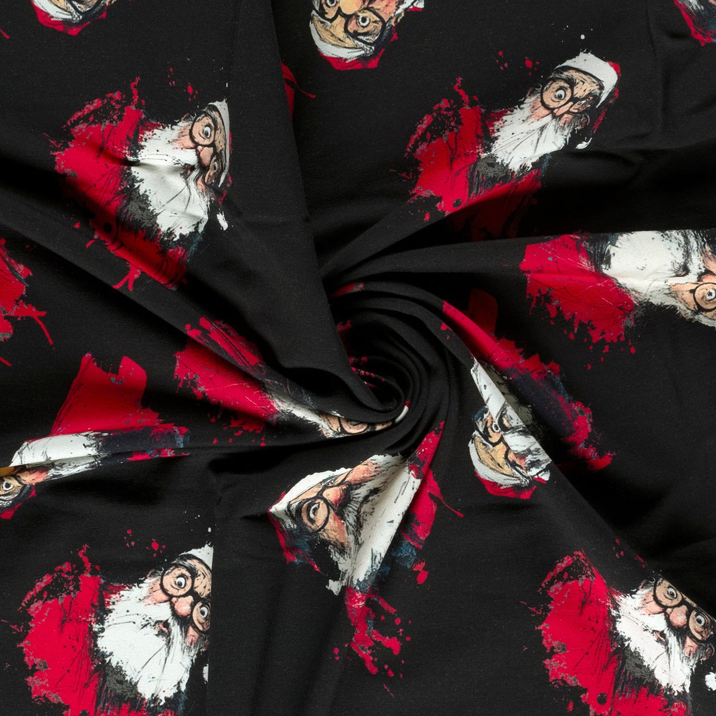 Image of Cotton loopback knit - Santa Claus 250 g/m² – available online at Šarlotes audumi