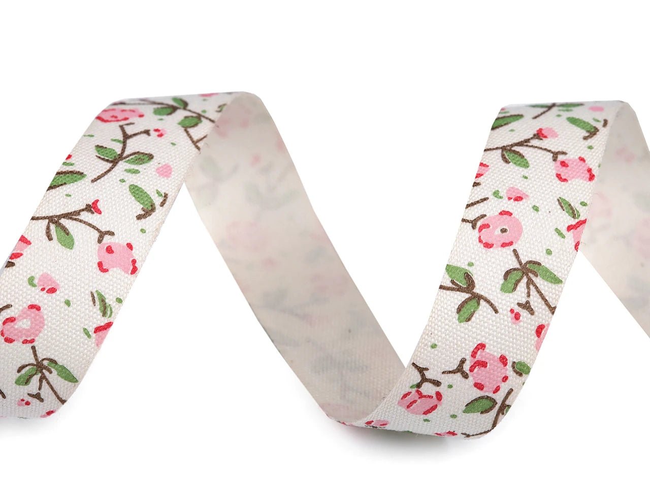 Cotton ribbon with floral print | 15 mm 5 m