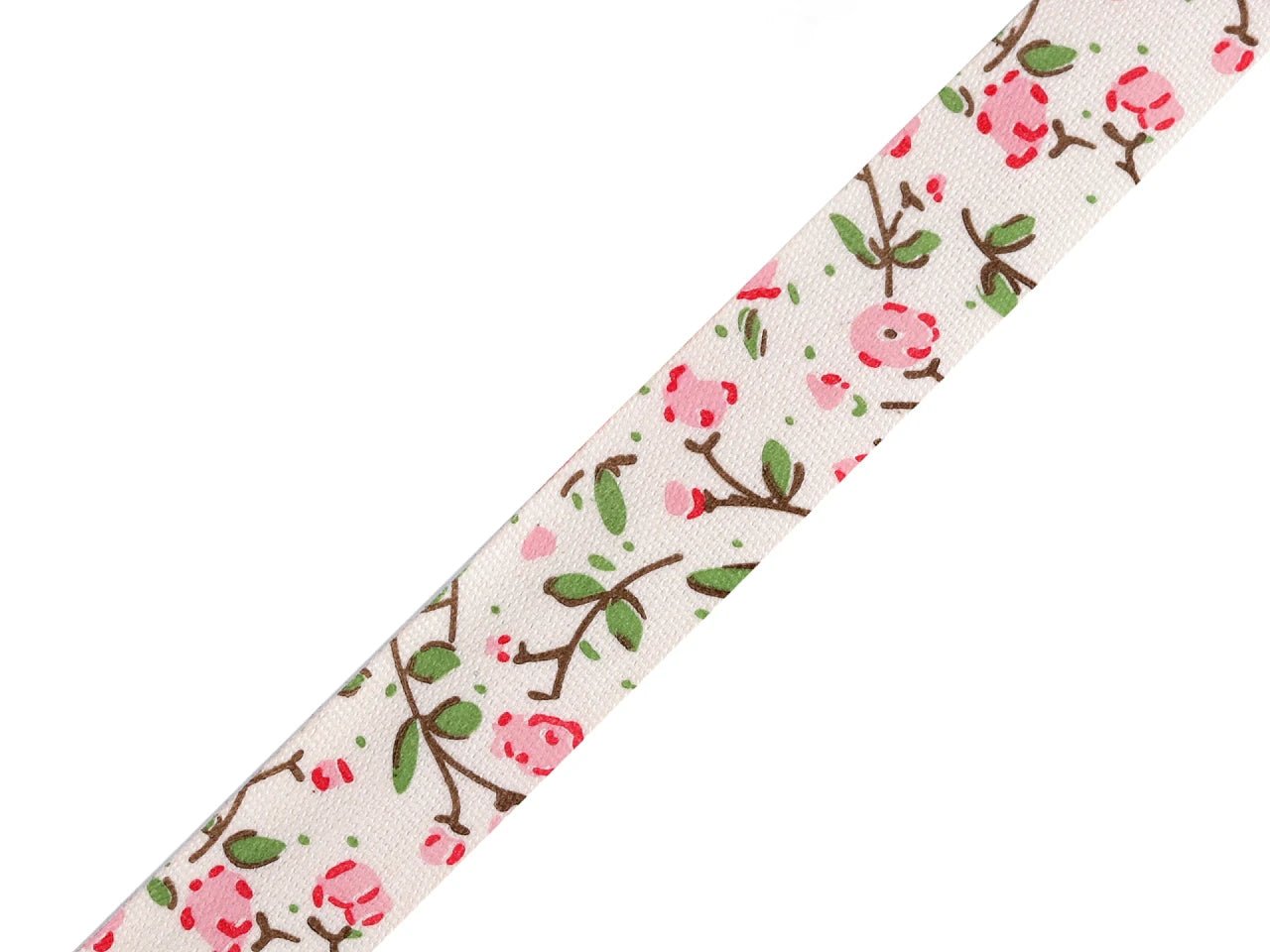 Cotton ribbon with floral print | 15 mm 5 m
