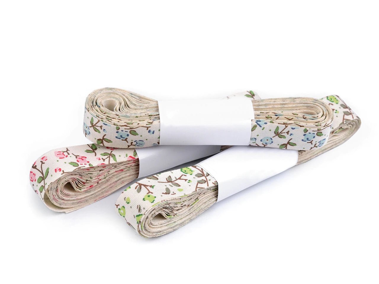 Cotton ribbon with floral print | 15 mm 5 m