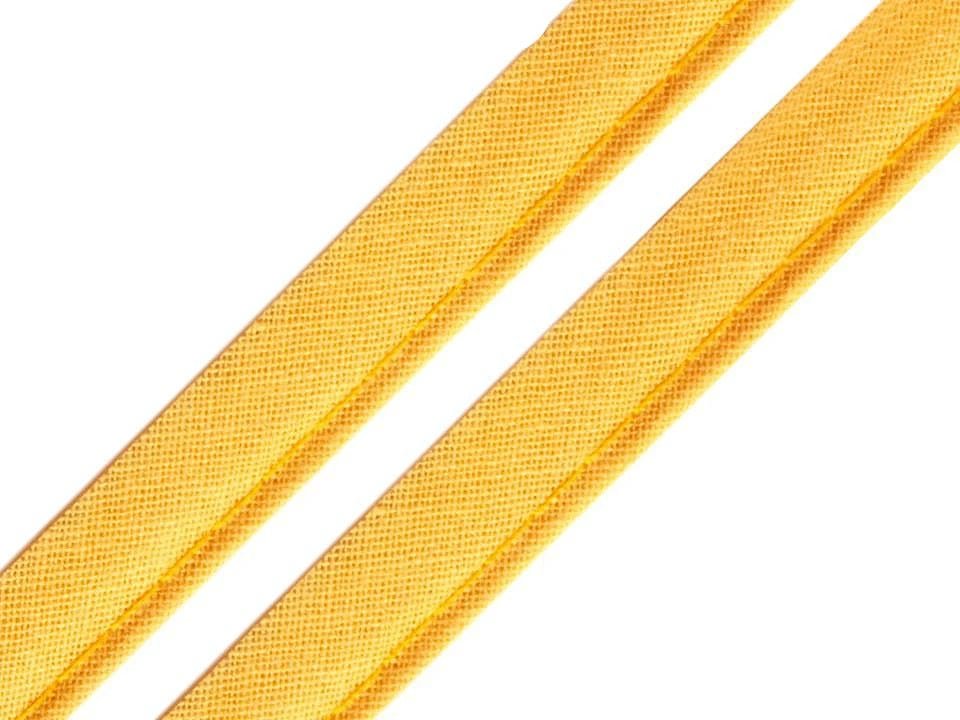 Cotton ribbon with cord 12 mm - yellow