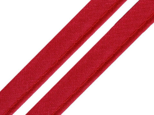 Cotton ribbon with cord 12 mm - dark red