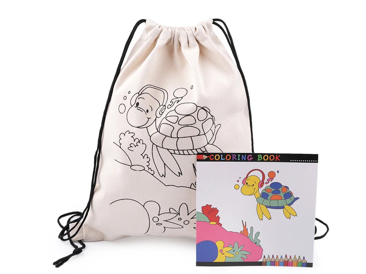 Cotton bag with a coloring picture – turtle