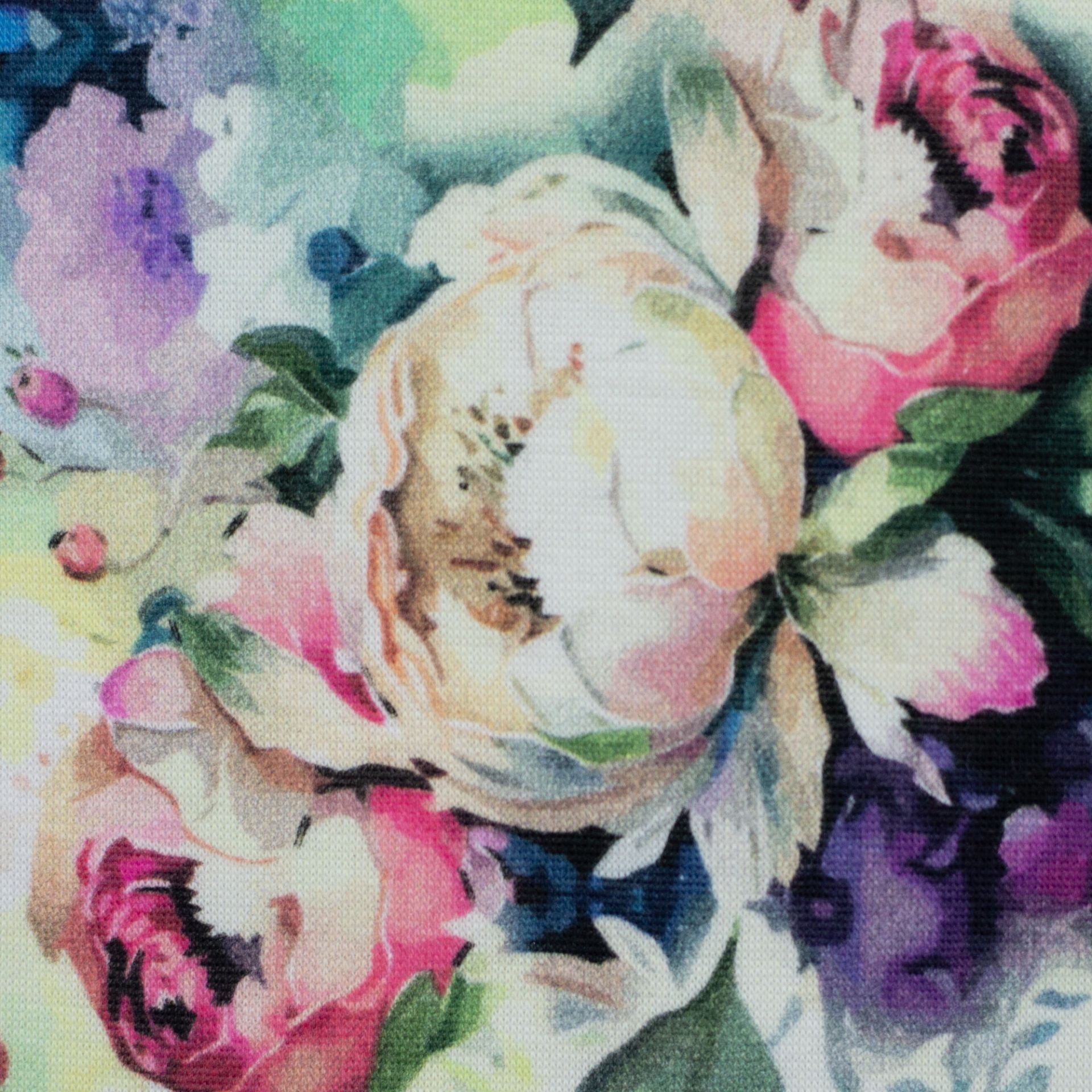 Cotton-lined knitwear|Alpen fleece| - peonies 300 g/m²