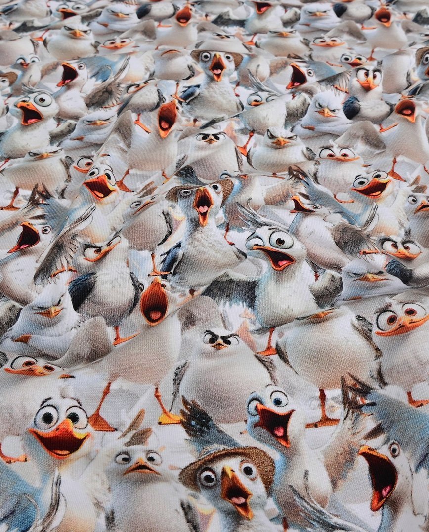 Image of cotton jersey - seagulls are talking to me again.... 200 g/m² – available at Šarlotes audumi