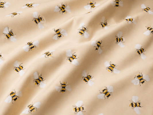 Image of cotton jersey - bees 200 g/m² – available at Šarlotes audumi