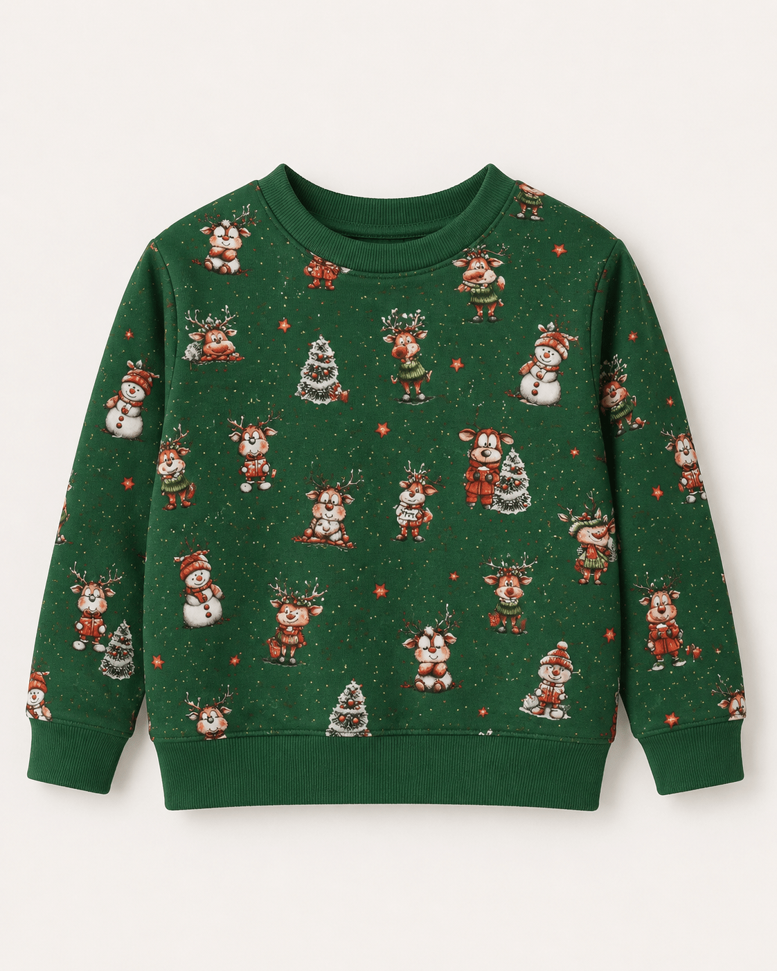 Cotton jersey with deer waiting for Christmas – available online at Šarlotes audumi