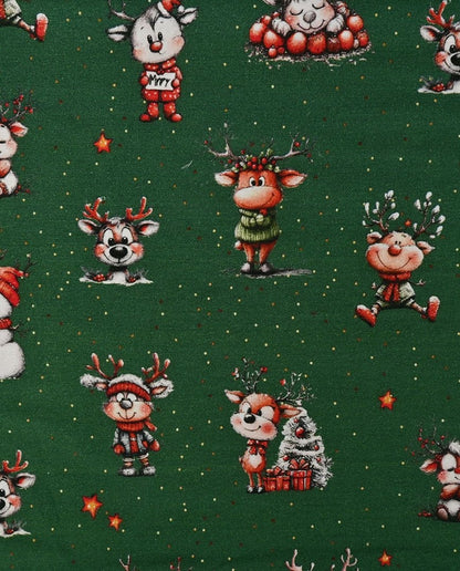 Image of cotton jersey with deer, waiting for Christmas – available online at Šarlotes audumi