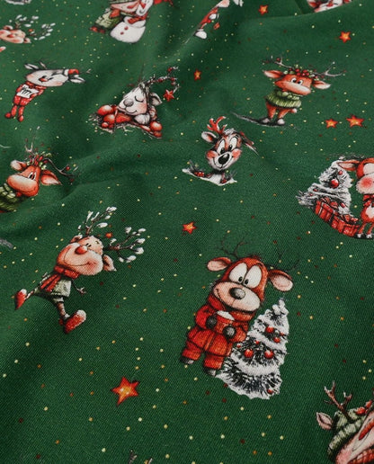 Image of cotton jersey with deer waiting for Christmas – available online at Šarlotes audumi