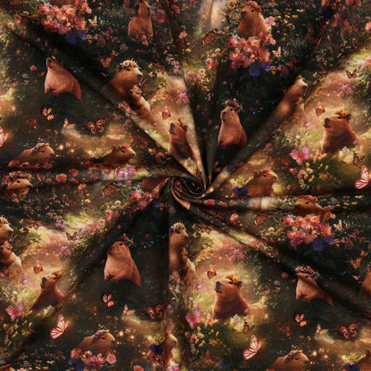 Image with cotton knit - capybaras 200 g/m² – available at Šarlotes audumi