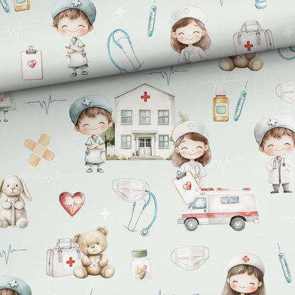 Image of cotton jersey - little doctors 200 g/m² – available at Charlotte's Fabrics
