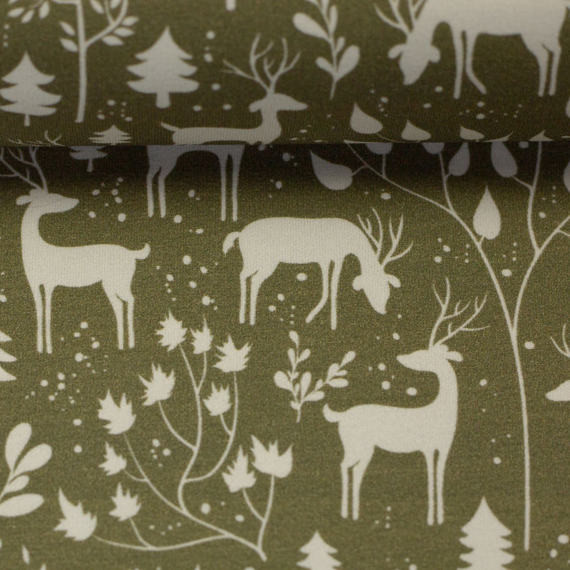 Cotton knit - forest motif 230 g/m²