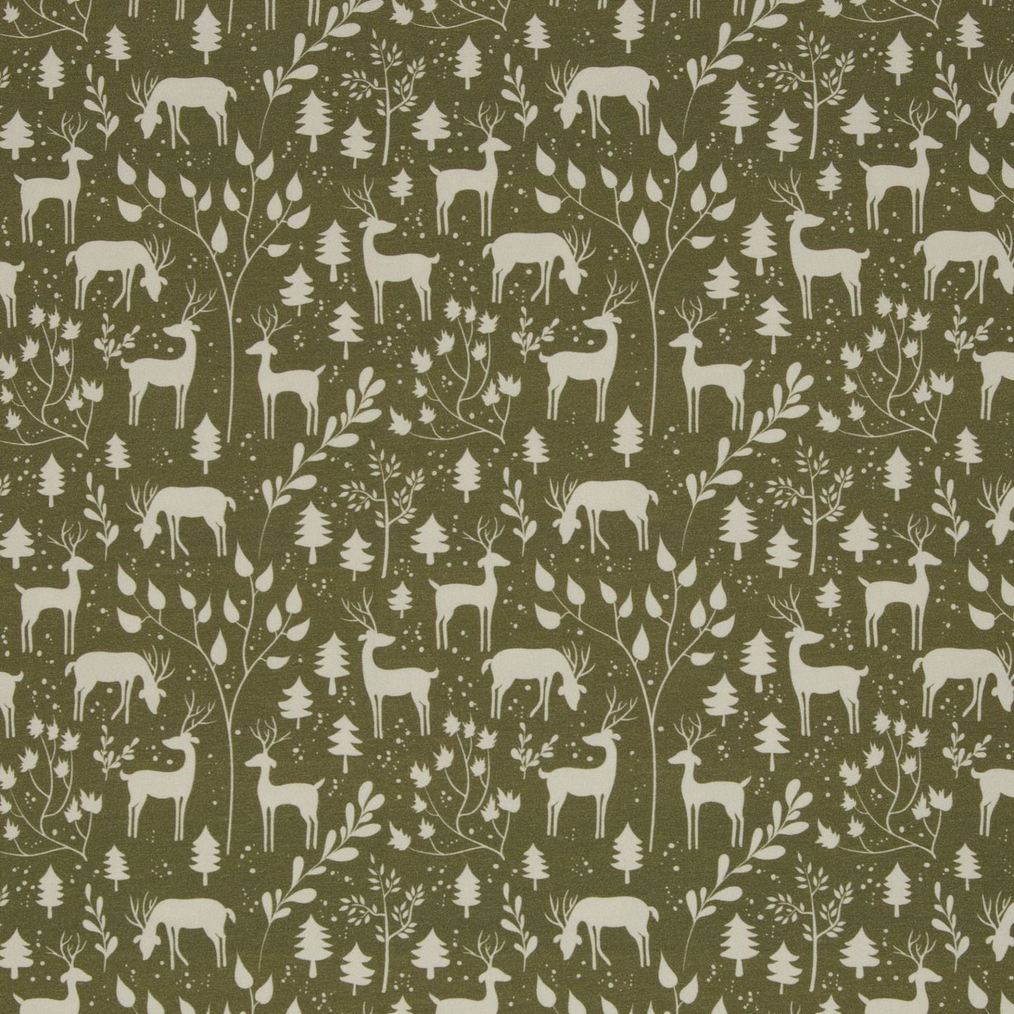 Cotton knit fabric - forest motif 230 g/m²