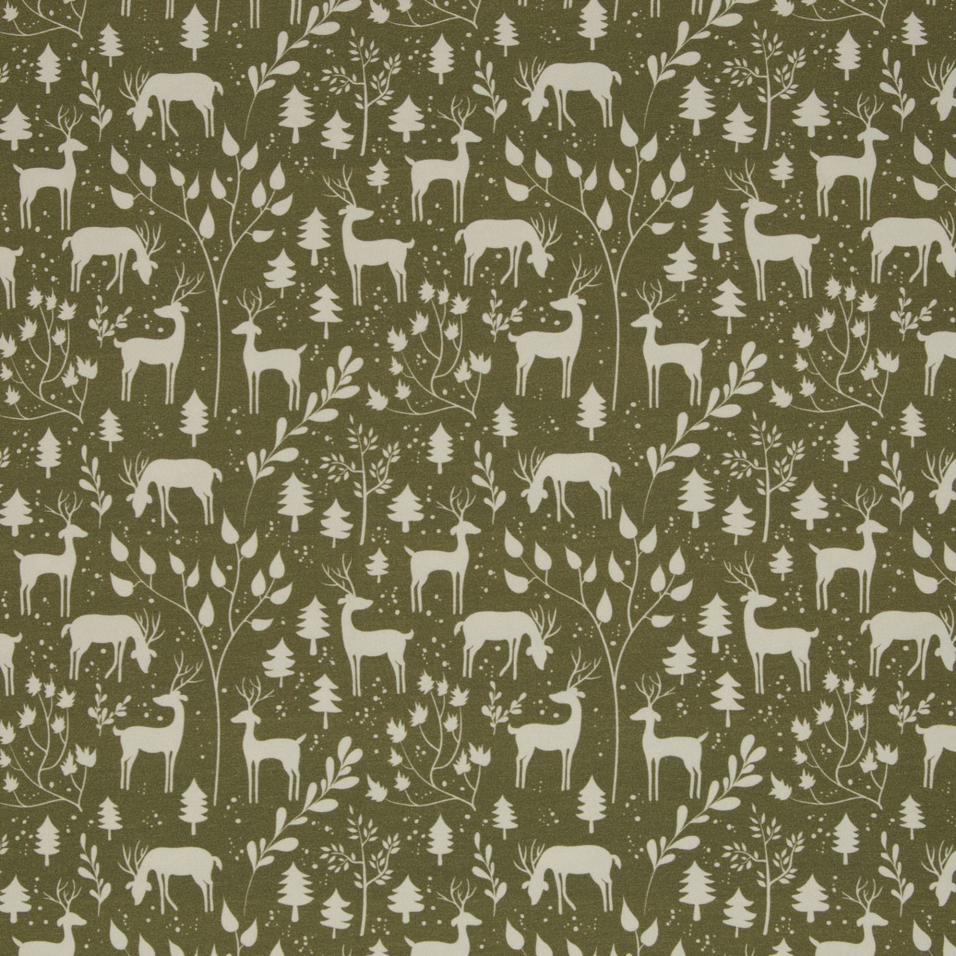 Cotton knit fabric - forest motif 230 g/m²