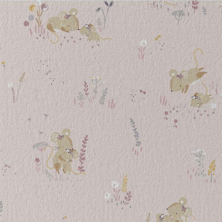 Cotton jersey - mice on a soft pink background 220 g/m²