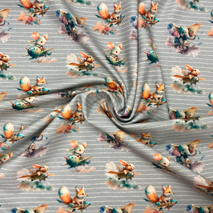 Cotton jersey - mice on a gray background 210 g/m²