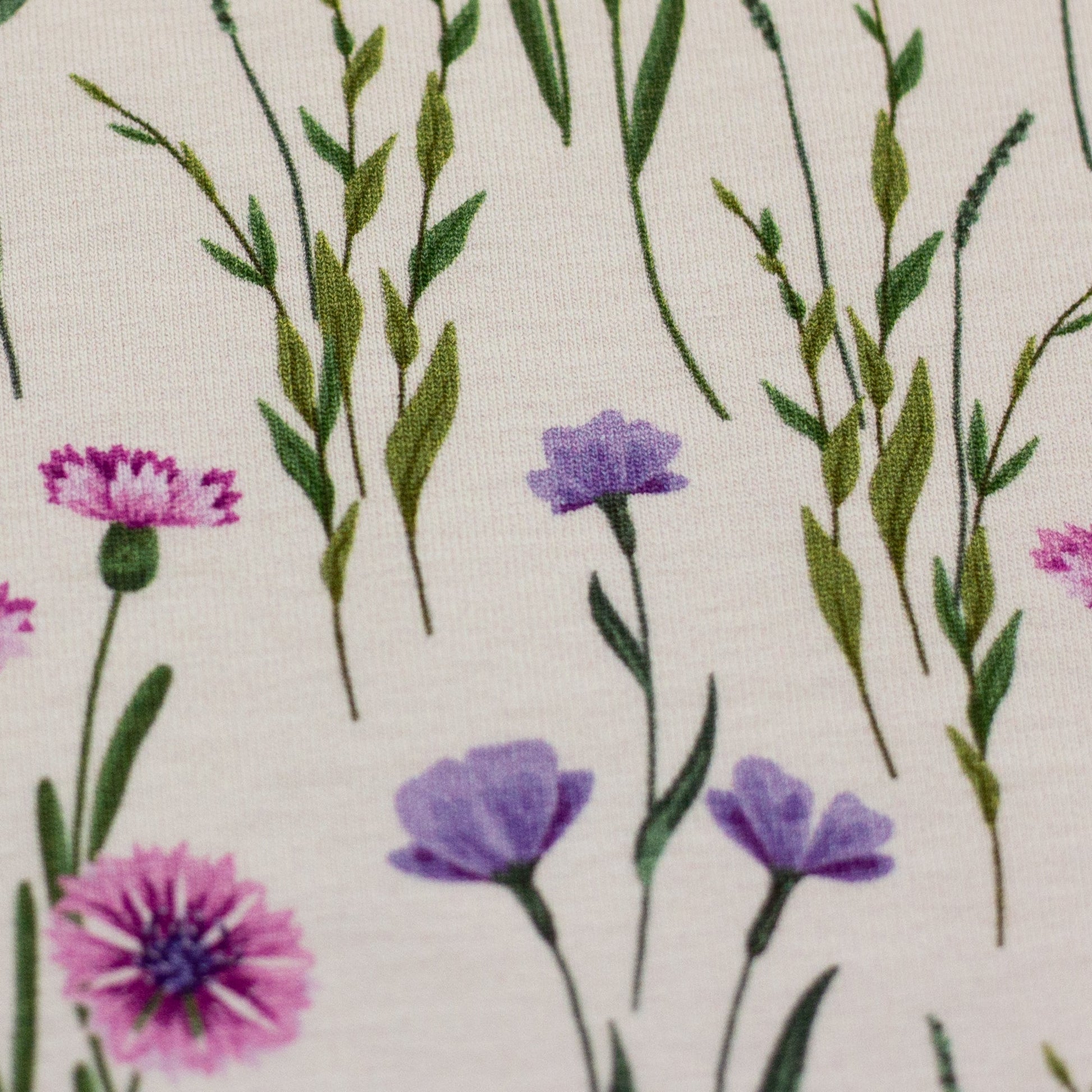 Cotton jersey - cornflowers and bells 200 g/m²