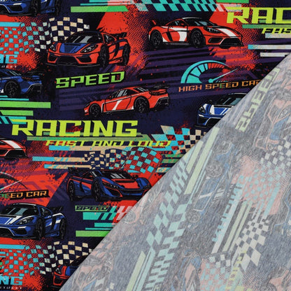 Image with cotton jersey - race car 200 g/m² – available at Charlotte's Fabrics