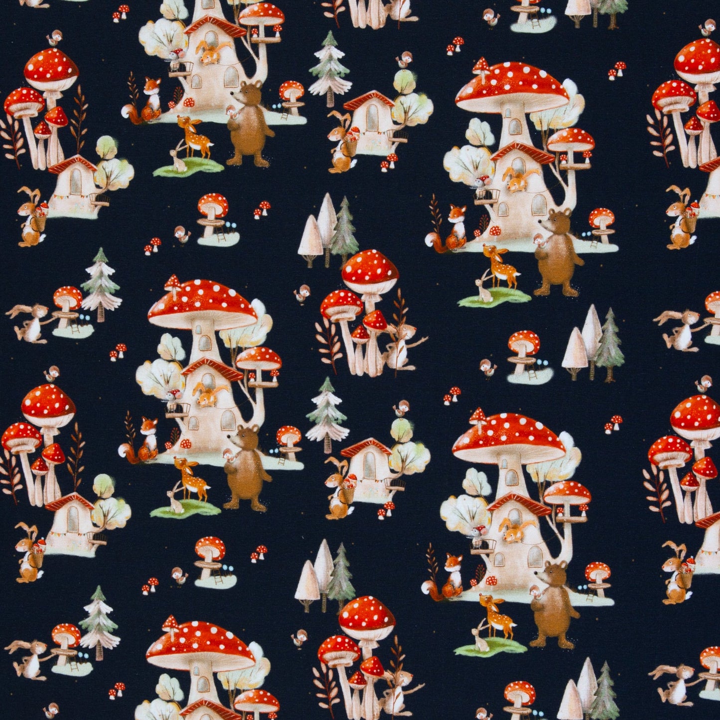 Cotton jersey - mushrooms 200 g/m²