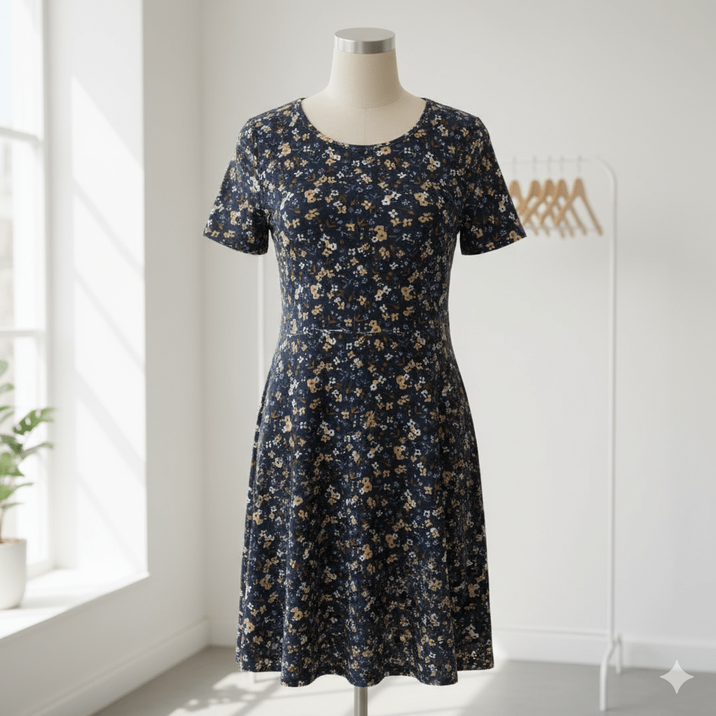 alt
Image with cotton knit fabric - small flowers on dark blue 200 g/m² – available at Šarlotes audumi