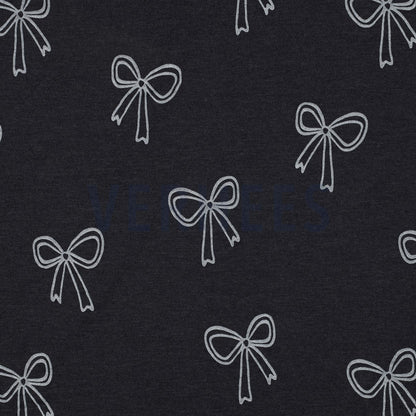 Cotton jersey - silver bows 200 g/m²