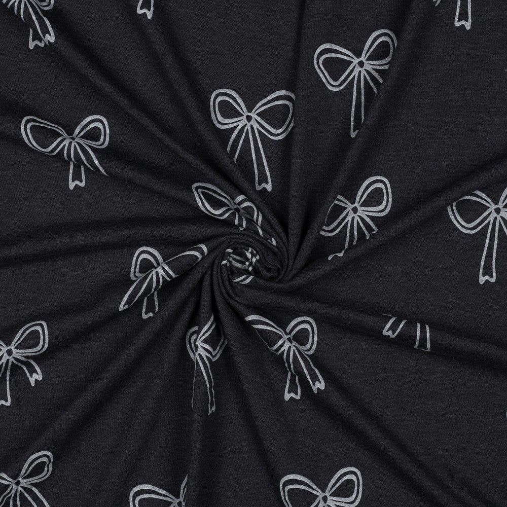 Cotton jersey - silver bows 200 g/m²