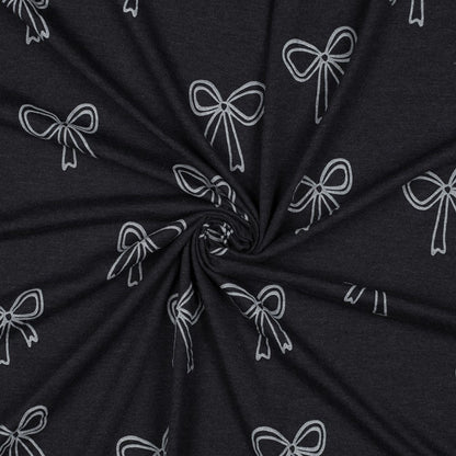 Cotton jersey - silver bows 200 g/m²