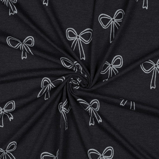 Cotton jersey - silver bows 200 g/m²