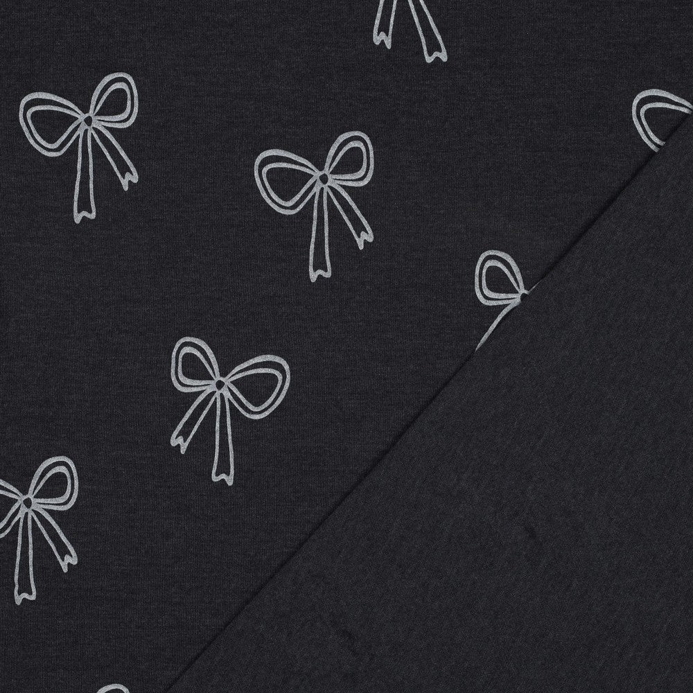 Cotton jersey - silver bows 200 g/m²