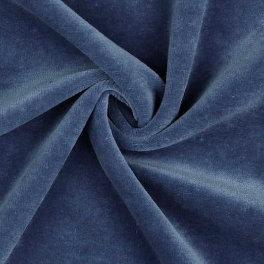 Cotton velour - smoky denim blue 250 g/m²
