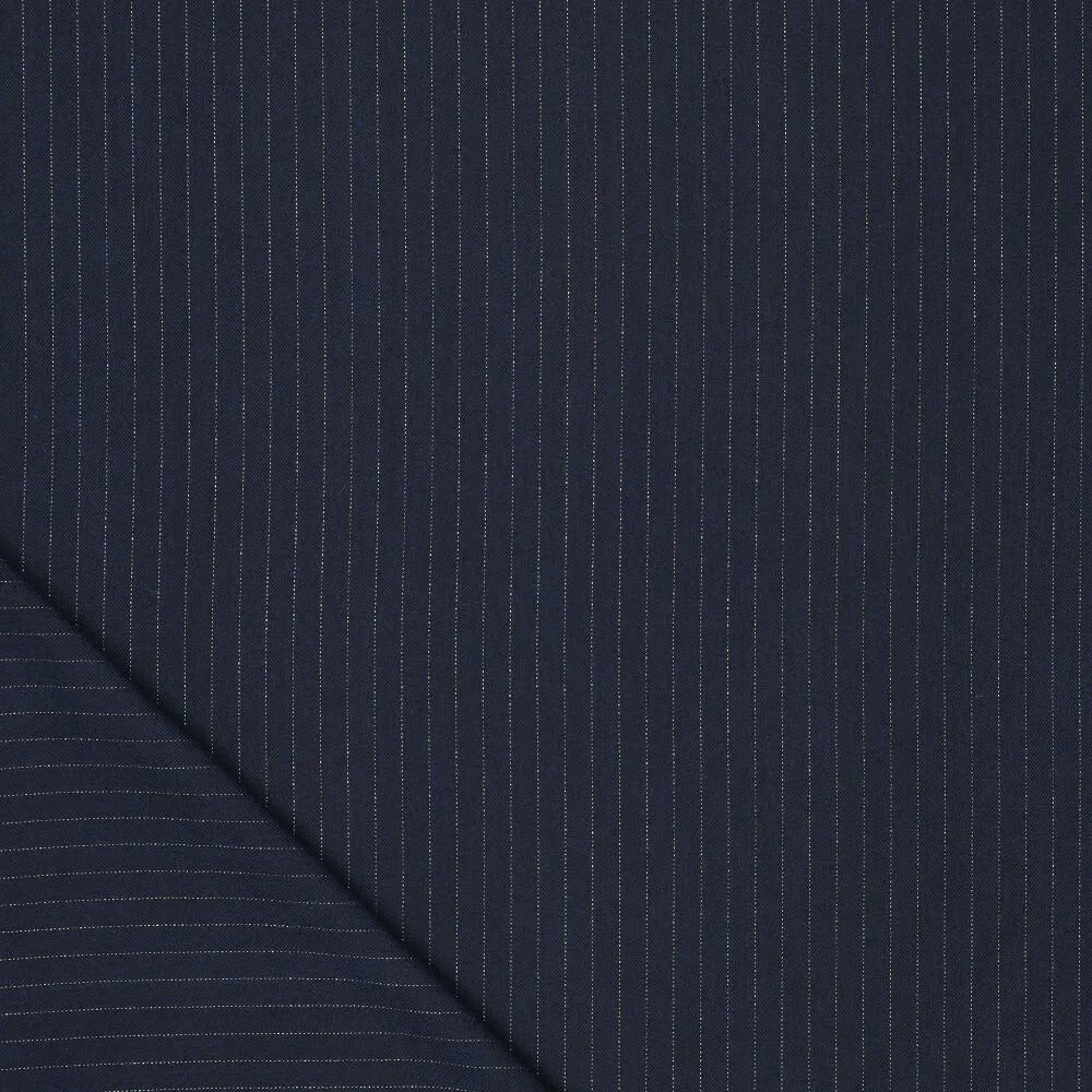 Image of costume fabric with a fine lurex stripe - dark blue | 195 g/m² | 145 cm – available at Šarlotes audumi