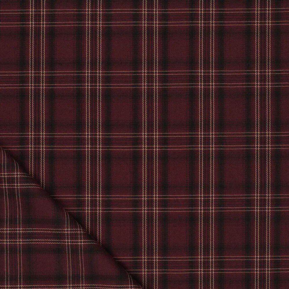 Burgundy checked suit fabric available online at Šarlotes audumi
