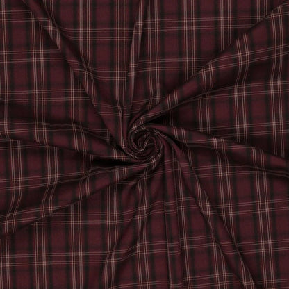 Burgundy plaid suit fabric – available online at Charlotte Fabrics