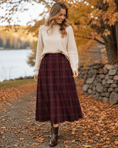 Costume fabric - burgundy plaid - available online at Charlotte's Fabrics